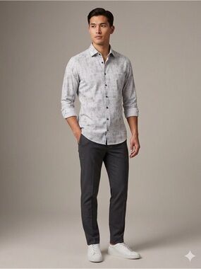 Men's Emanuel Berg Long-Sleeve Textured Button-Up Shirt - Light Green